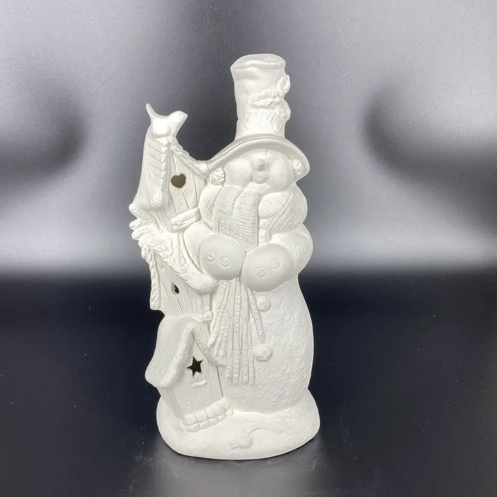 Ready to Paint Ceramic Bisque Snowman Birdhouse 11” Christmas Holiday Decor